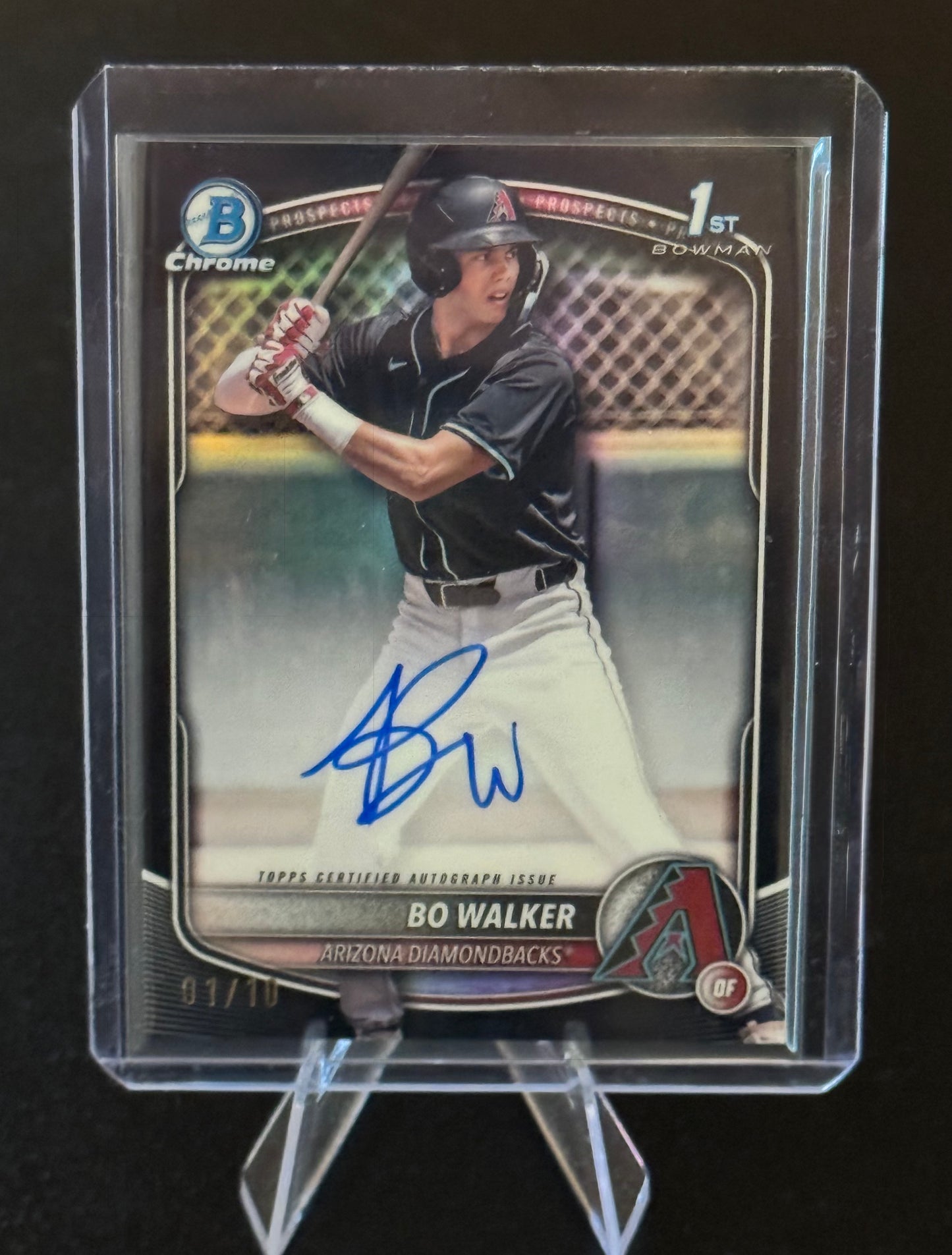 BASEBALL - 2025 Bowman Chrome Bo Walker 1st Chrome Black Refractor Auto 1/10 - 1st On Print