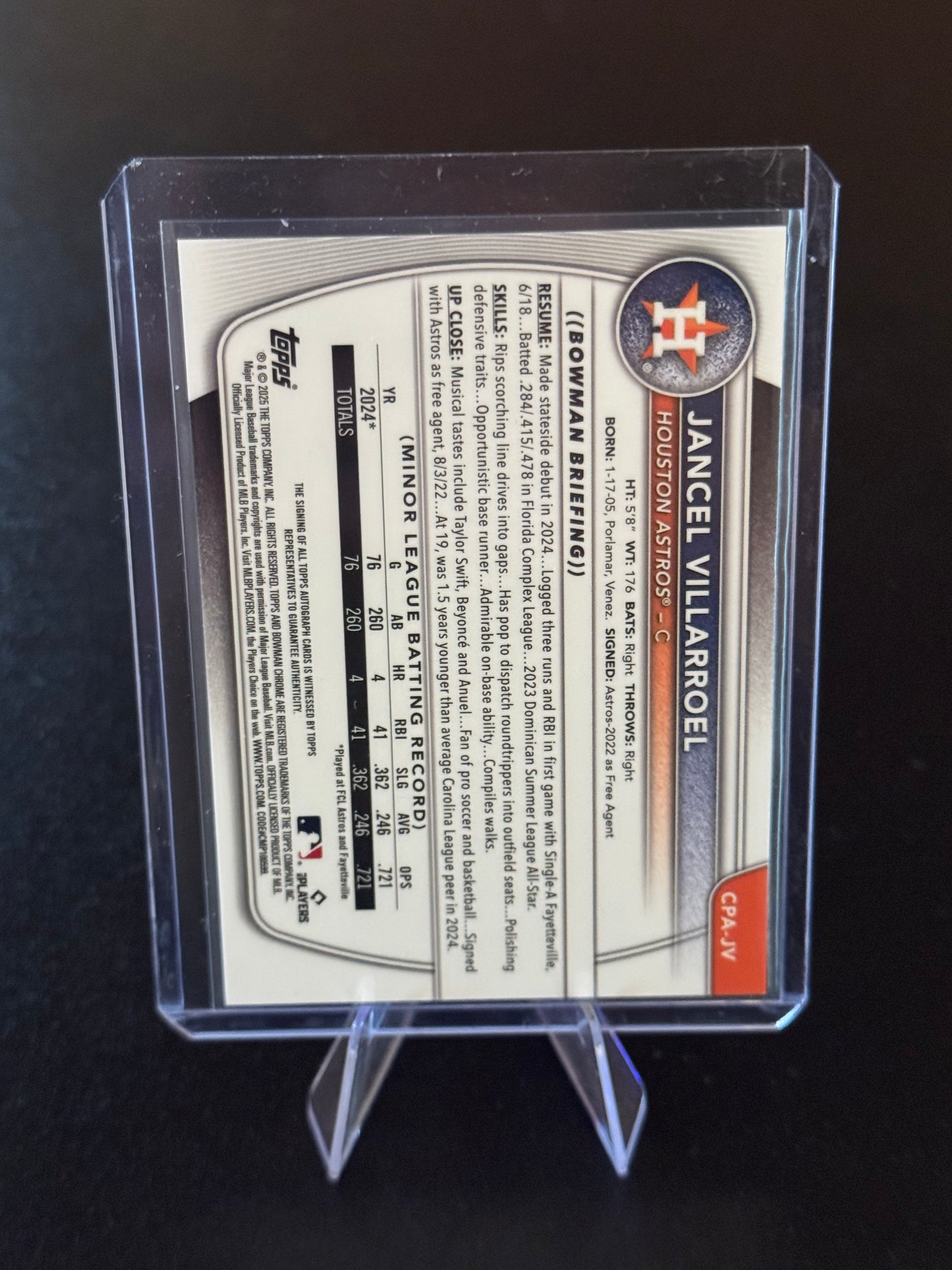 2025 Bowman - Jancel Villarreal 1st Bowman Chrome Autograph #CPA-JV