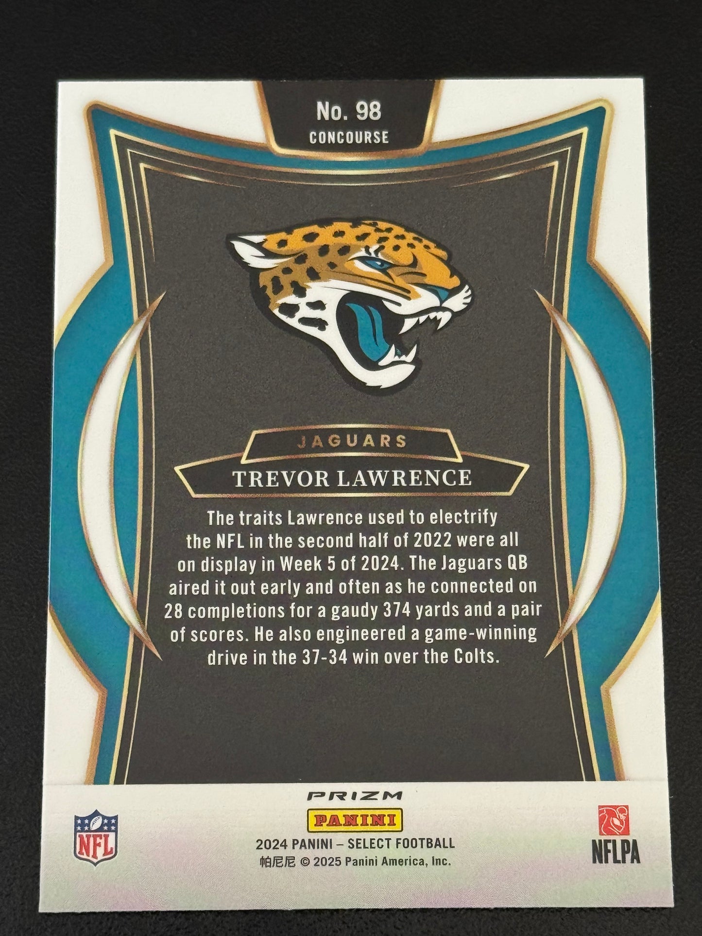 FOOTBALL - 2024 Panini Select Football- Trevor Lawrence Red & Blue Shock Prizm #98 - Jacksonville Jaguars