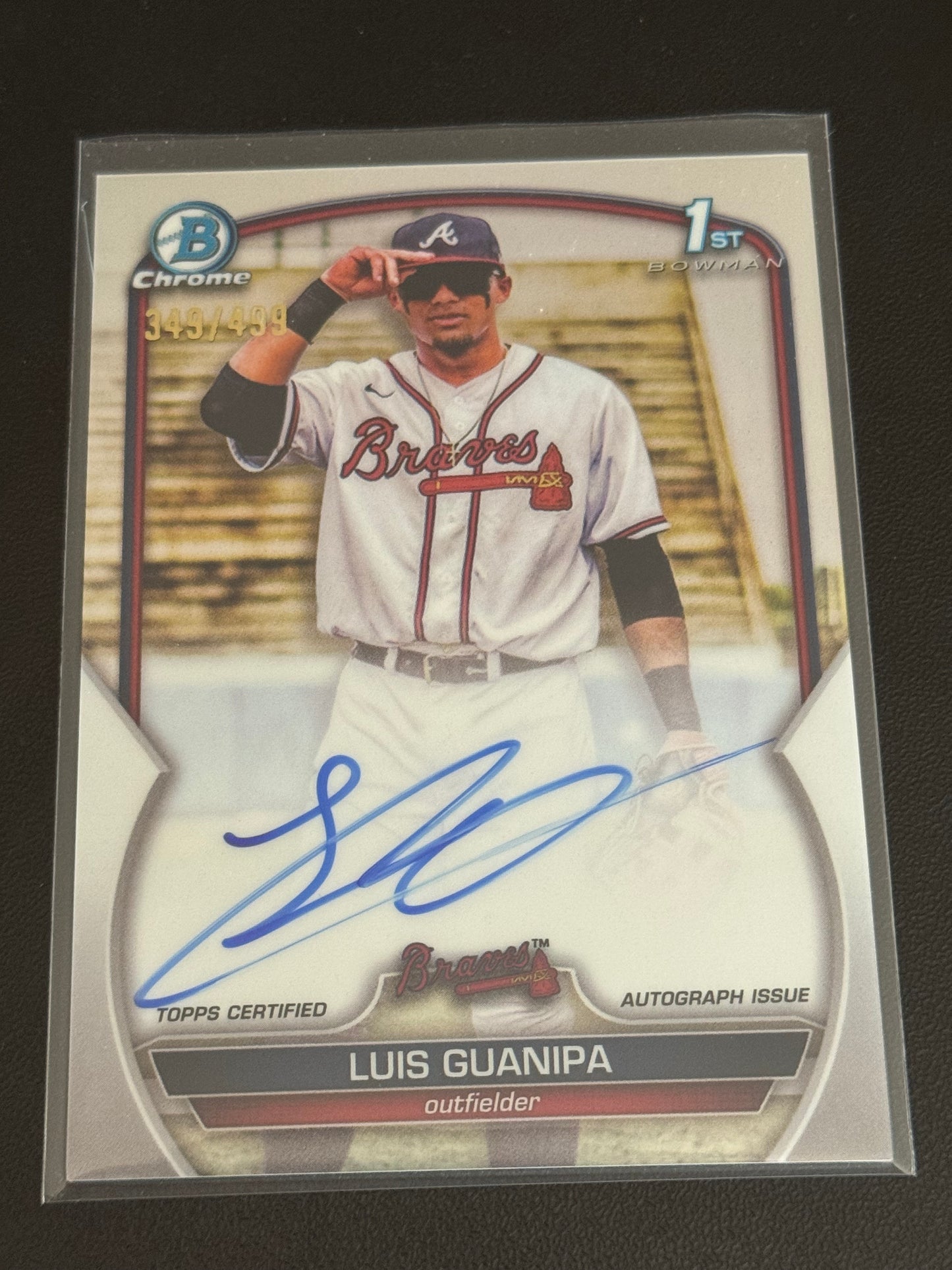 BASEBALL - 2023 Bowman Chrome - Prospect Autographs Luis Guanipa #CPA-LG Refractor /499 Atlanta Braves