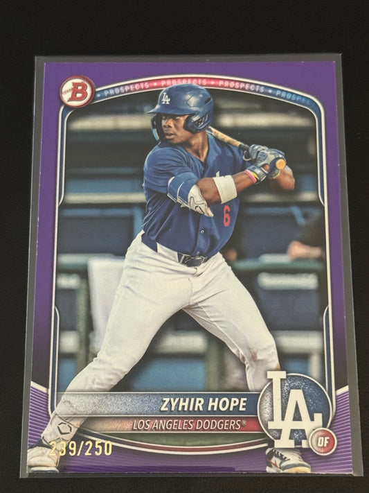 BASEBALL - 2025 Bowman - Prospects Zyhir Hope #BP-2 Purple /250 - Los Angeles Dodgers