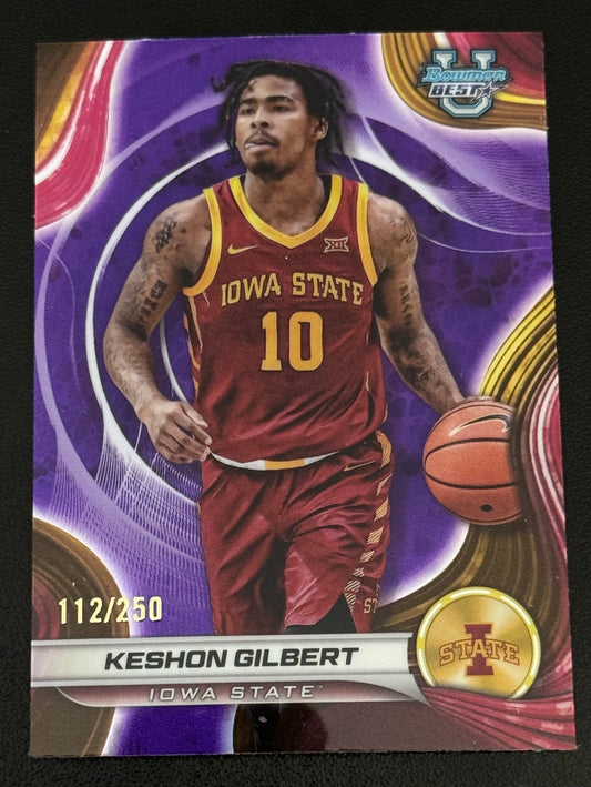BASKETBALL - 2025 Bowman Best U  #45 Keshon Gilbert - Purple /250 Iowa State Cyclones