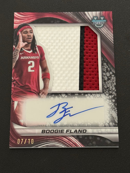 BASKETBALL - 2024 Bowman Best U - Boogie Fland - Jumbo Relic Autograph Red #7/10 SSP - Arkansas Razorbacks