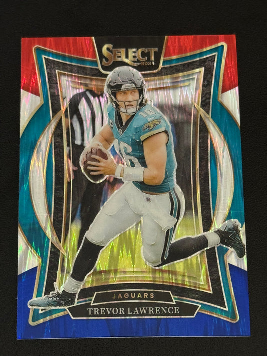 FOOTBALL - 2024 Panini Select Football- Trevor Lawrence Red & Blue Shock Prizm #98 - Jacksonville Jaguars