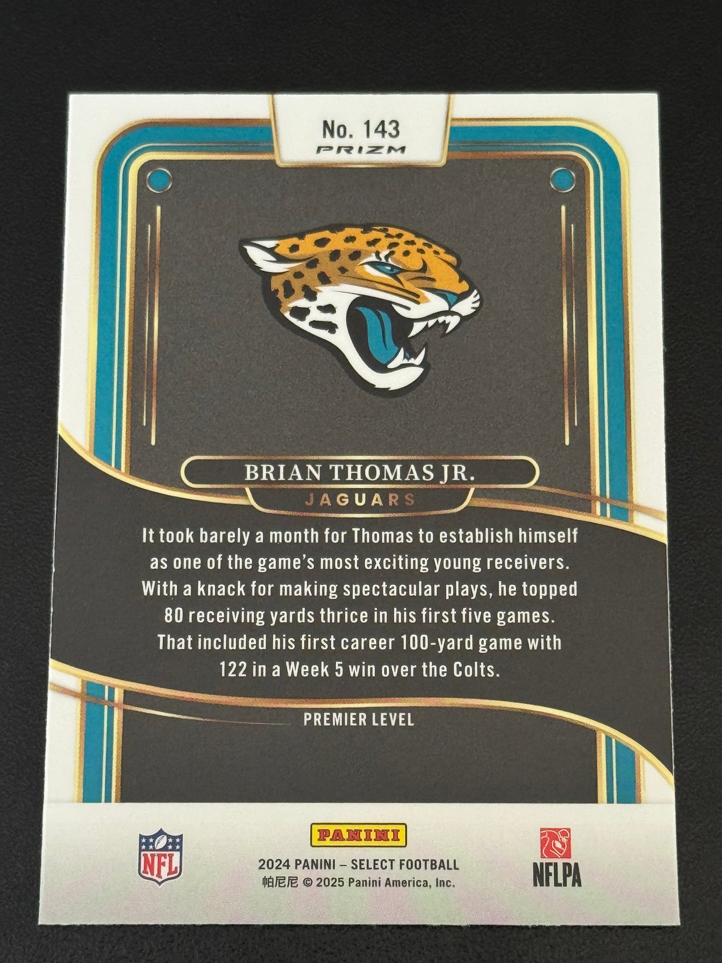 FOOTBALL - 2024 Panini Select - Brian Thomas Jr. #143 Red And Blue Prizm Shock Premier Level Rookie Card (RC) Jacksonville Jaguars
