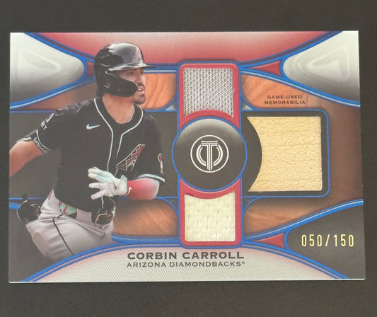 BASEBALL - 2025 Topps Tribute - Corbin Carroll Triple Relic # 50/150 - Arizona Diamondbacks